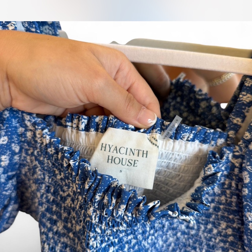 Tuckernuck Hyacinth House Blue Floral Puff Sleeve Mini - Picture 4 of 7